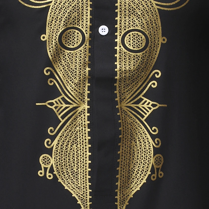 

2pieces Clothing Set Black Dashiki 3D Print Shirt Tops Trousers for Man African Ethnic Dashiki T-shirt Cotton Bazin Riche