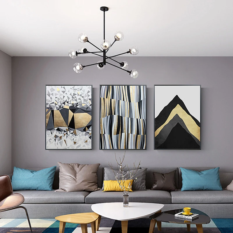 

Modern Canvas Painting Poster and Print for Living Room Abstract Bedroom Hill Wall Art Golden Picture Home for Decor Unframed
