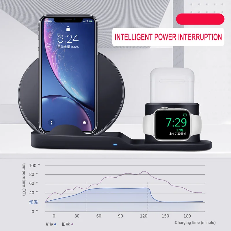 Беспроводное зарядное устройство Функция умножения 3 комбинируется в одном