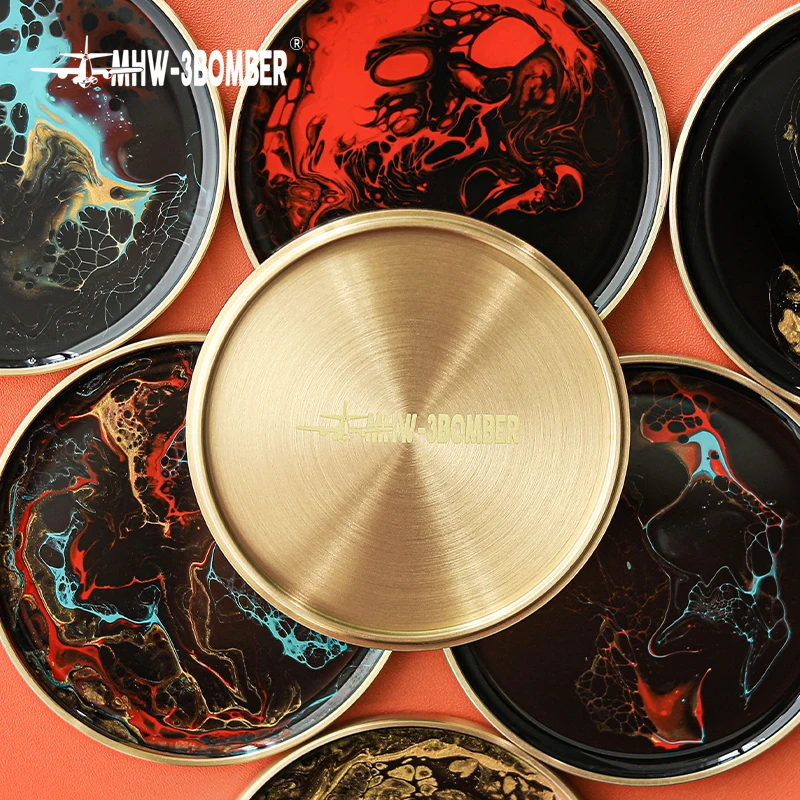 

Coffee Cup Saucer Brass Round Colorful Metal Pallet Cafe Home Kitchen Coffee Barista Tools Accessories