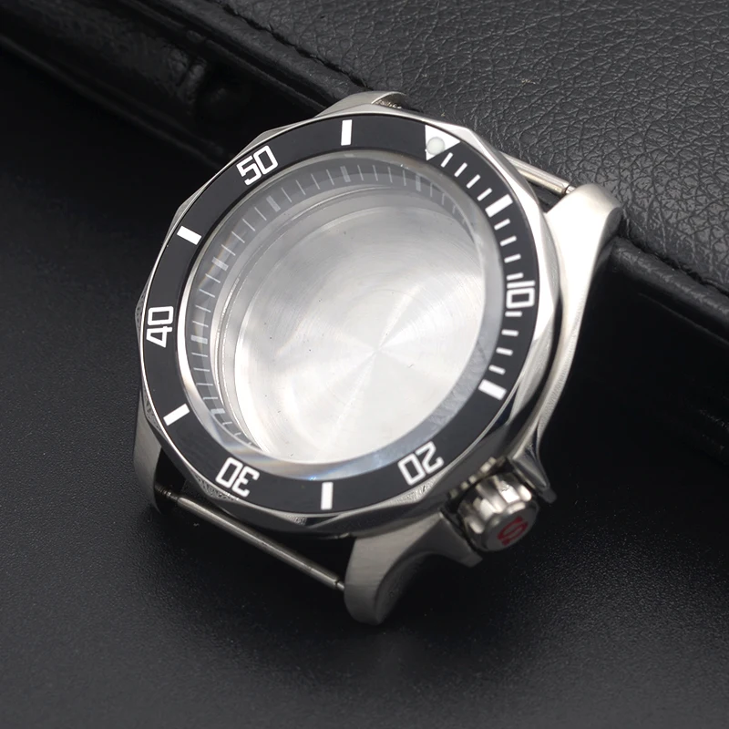

Silver SKX007 Watch Case For 7S26 NH35 NH36 Movement Modify Seiko SKX007 SKX009 Red 'S' MOD Crown Sapphire Glass Diving Case