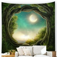 starry sky moon tree tapestry wall hanging blanket sea landscape bohemia dorm boho decor wall cloth tapestries psychedelic mural