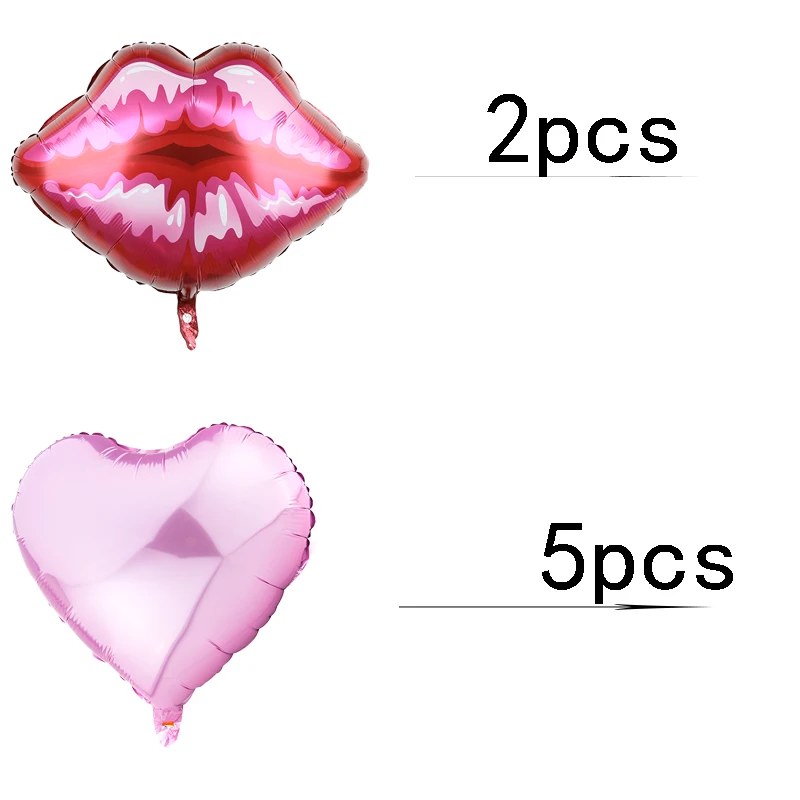 

7pcs/lot Romantic Red Lips Foil Balloon 18inch Pink Heart Helium Balaos Wedding Valentine's Decoration Love Theme Party Supplies