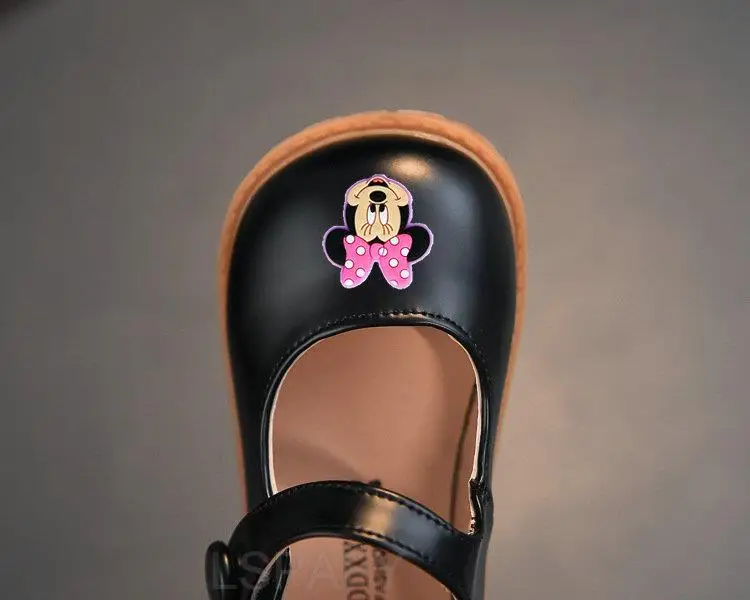 Сандалии для принцесс Минни Маус кожаная простая повседневная обувь девочек