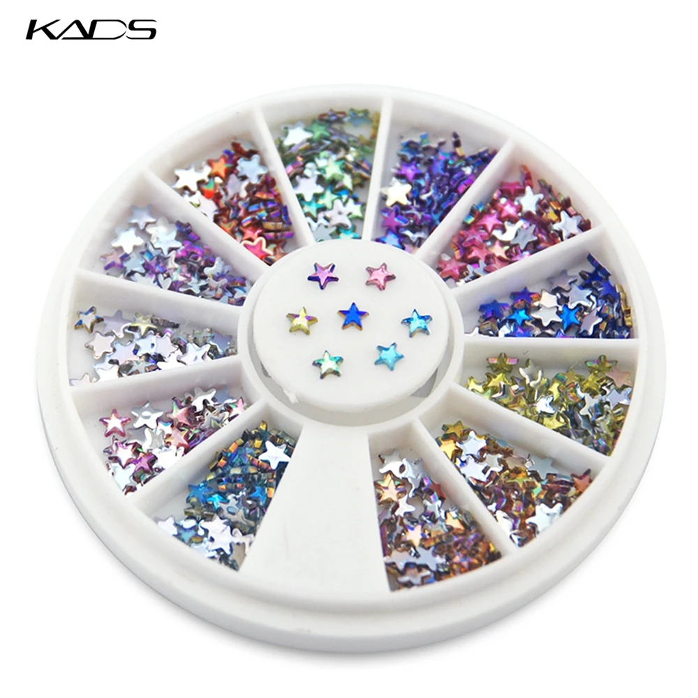 НОВЫЙ AB 3 мм Звезда Радуга Цвет Акриловый маникюр Плоской назад Горный Хрусталь