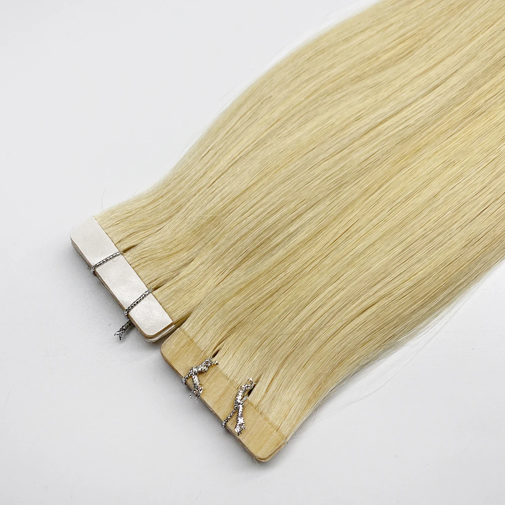 

Bluelucky Hot Selling Light Golded Blond Color Brazilian Remy Human Hair Tape In Extensions Straight 2.5g/Piece