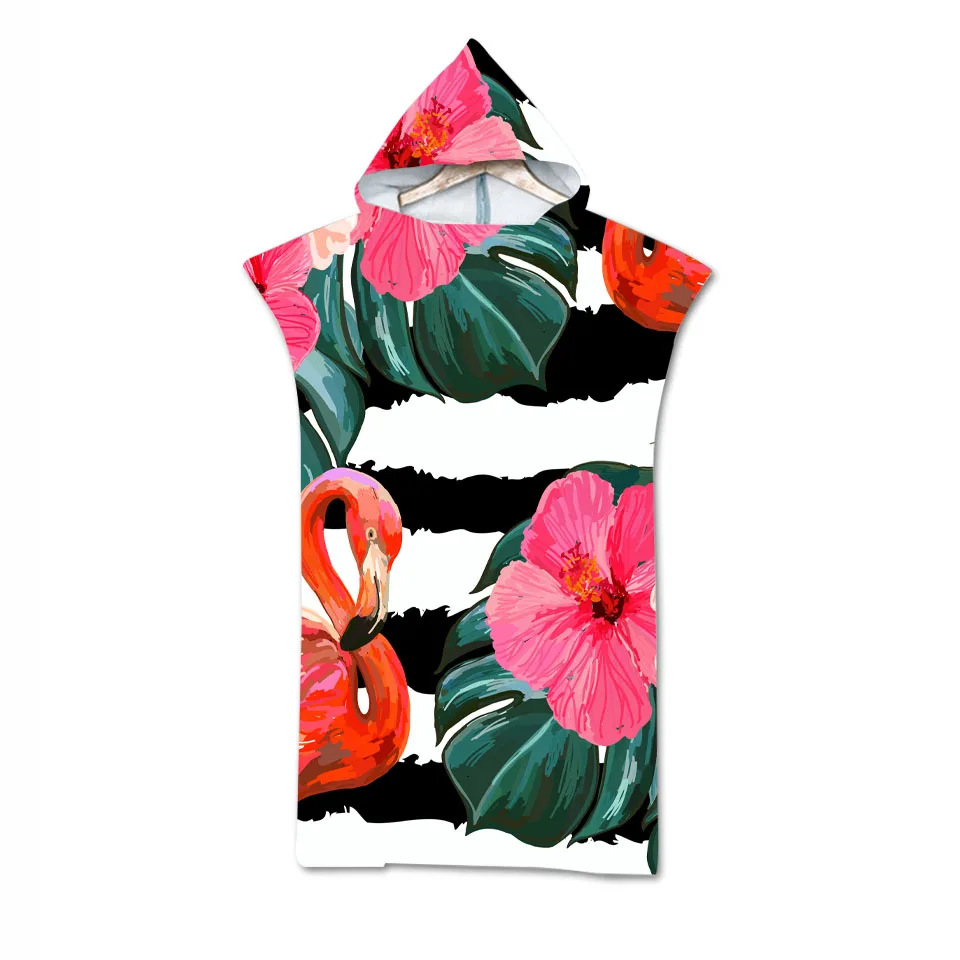 Мягкое банное полотенце с капюшоном для взрослых фламинго накидка из микрофибры