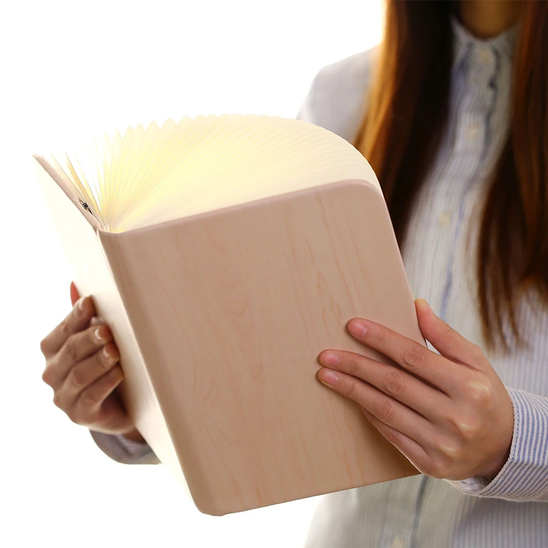 

Leather Wood Folding Book Lamp USB Rechargeable Night Light Led Table Decoration Light Creative Gift