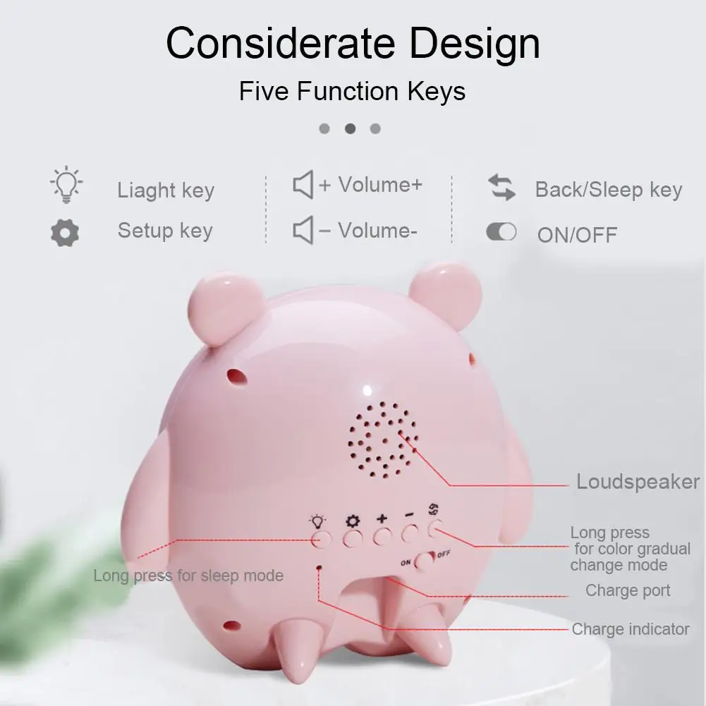 

Cute Bear Alarm Clock Night Light RGB Wake Up Light With Music Children's Room Sensor Table Lamp Usb Desk Lamp Kid Gift