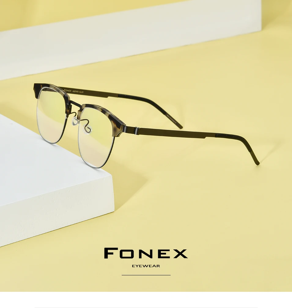 FONEX очки из ацетатного сплава для мужчин и женщин, винтажные круглые очки для близорукости, оправа для очков, корейские очки без винтов 98627