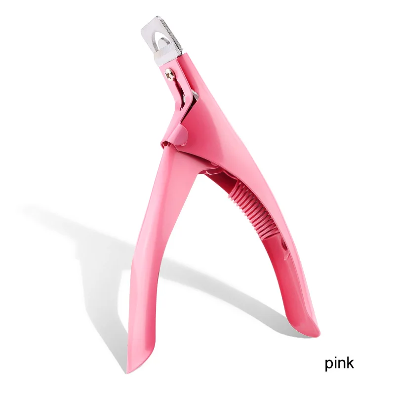pink Профессиональные кусачки для маникюра, зажимные кусачки для маникюра, специальный тип U слова, накладные маникюрные инструменты, машинка для стрижки ногтей, маникюрные инструменты - Цвет: pink