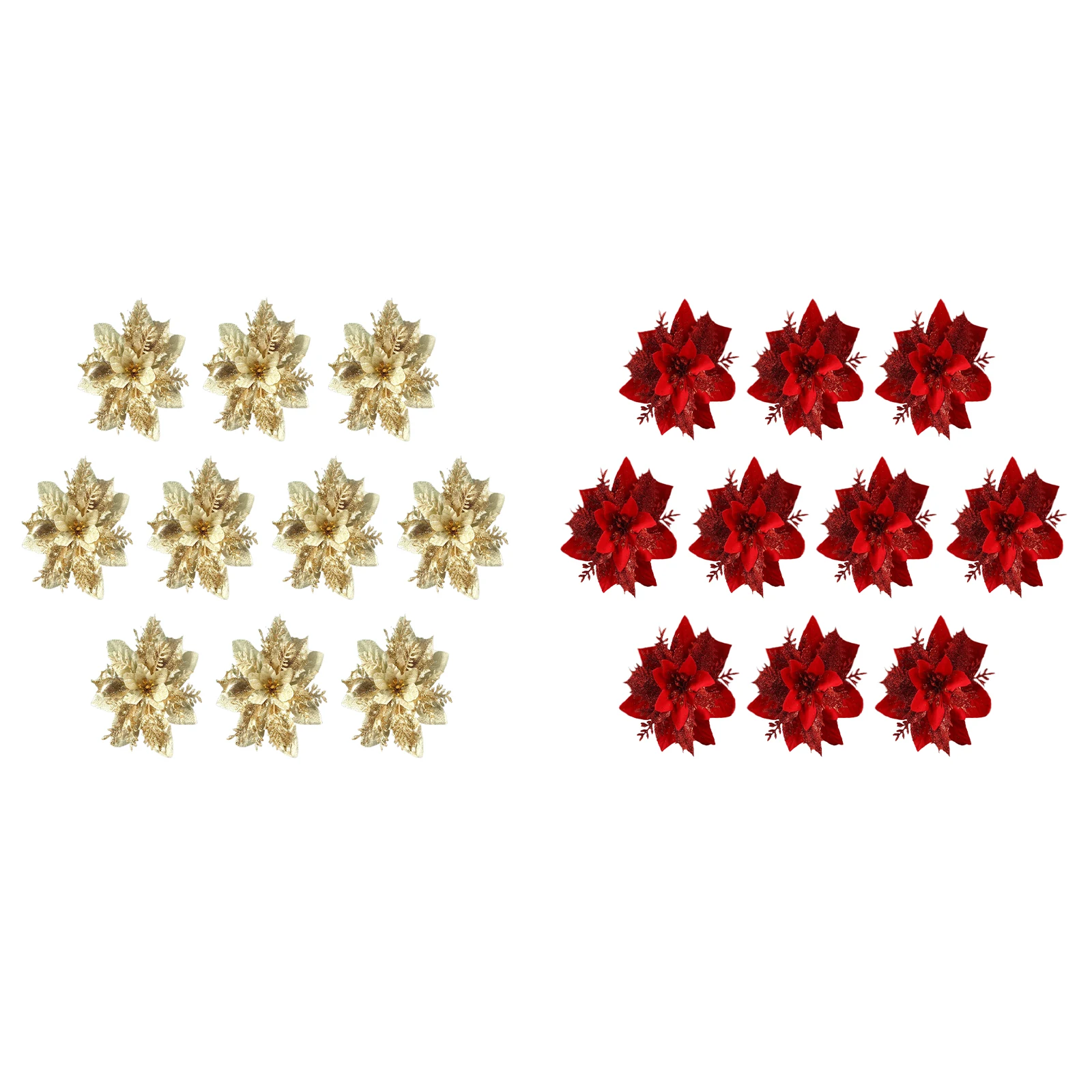 

10 шт. блестящие искусственные цветы, искусственные цветы, украшения для рождественской елки для дома, новогодний, Свадебный декор