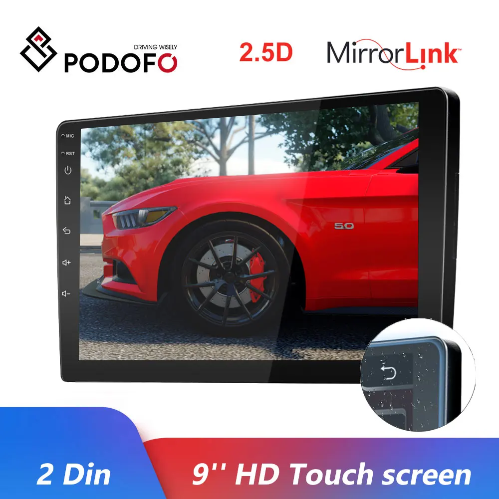 Автомобильный мультимедийный плеер Podofo 2Din 9 " 2.5D сенсорный экран автомагнитола