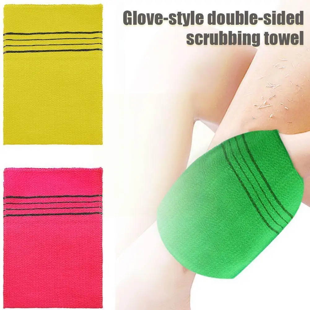 

1pcs Double-sided Towel Exfoliating Bath Washcloth Shower Gloves Coarse Body Scrubbing Portable Scrub Grain Adults Towels O4U8