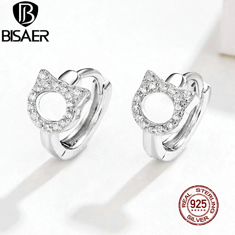 Серьги-гвоздики женские из серебра 925 пробы в виде кошки | Украшения и аксессуары