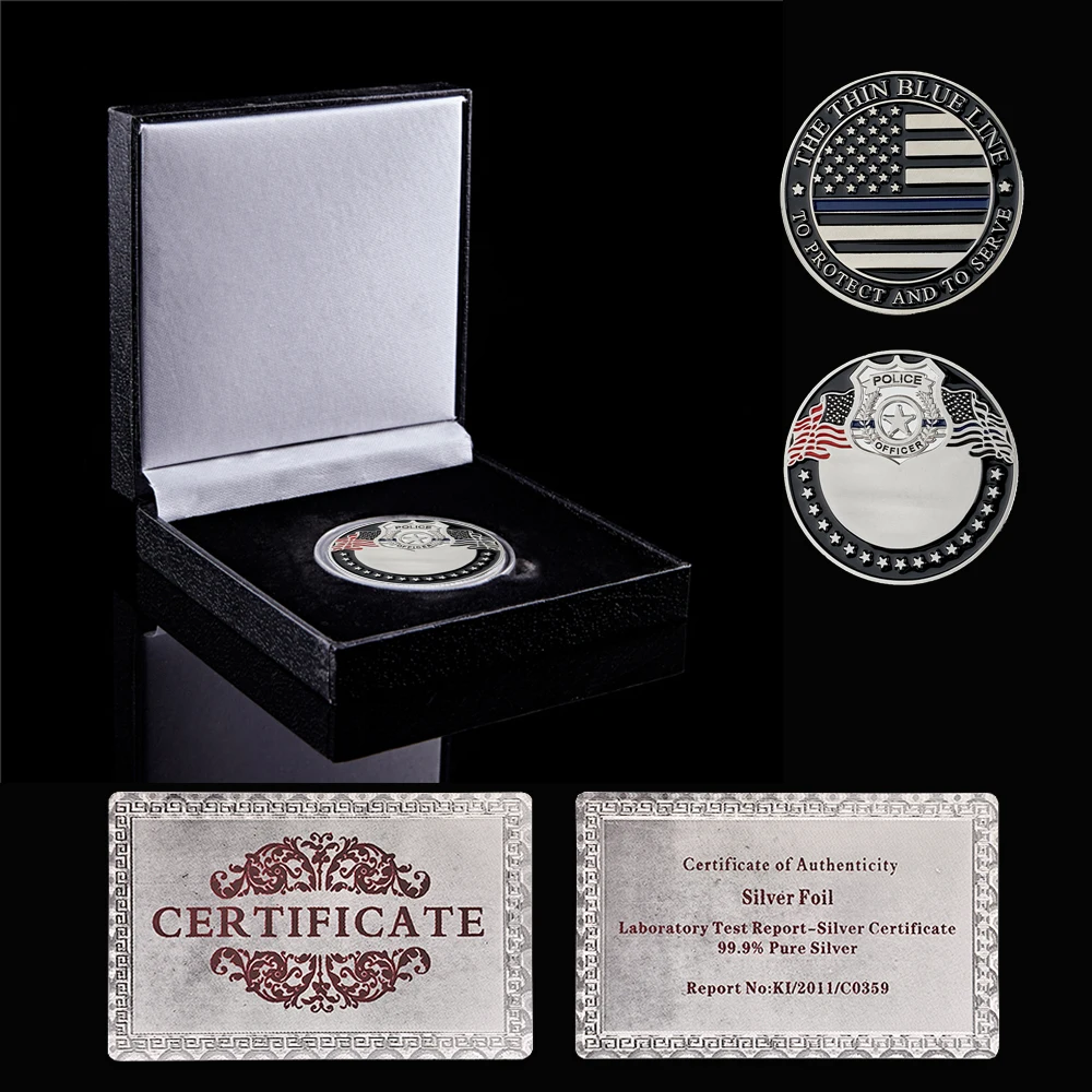 

USA Emblem Core Values Police Department Officer Faithful Challenge Coin Token Collection W/ Box Display