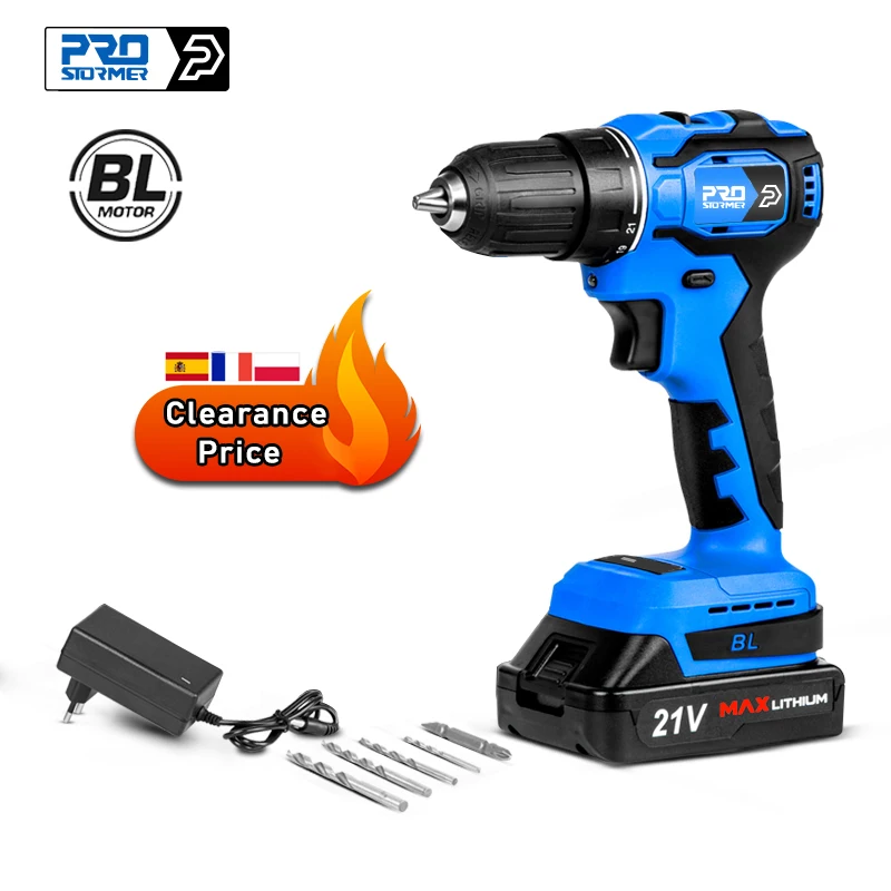 

Brushless Drill 40NM Mini 21V Electric Driver Screwdriver 2.0Ah Battery Cordless Drill DIY Woodworking Power Tools by PROSTORMER