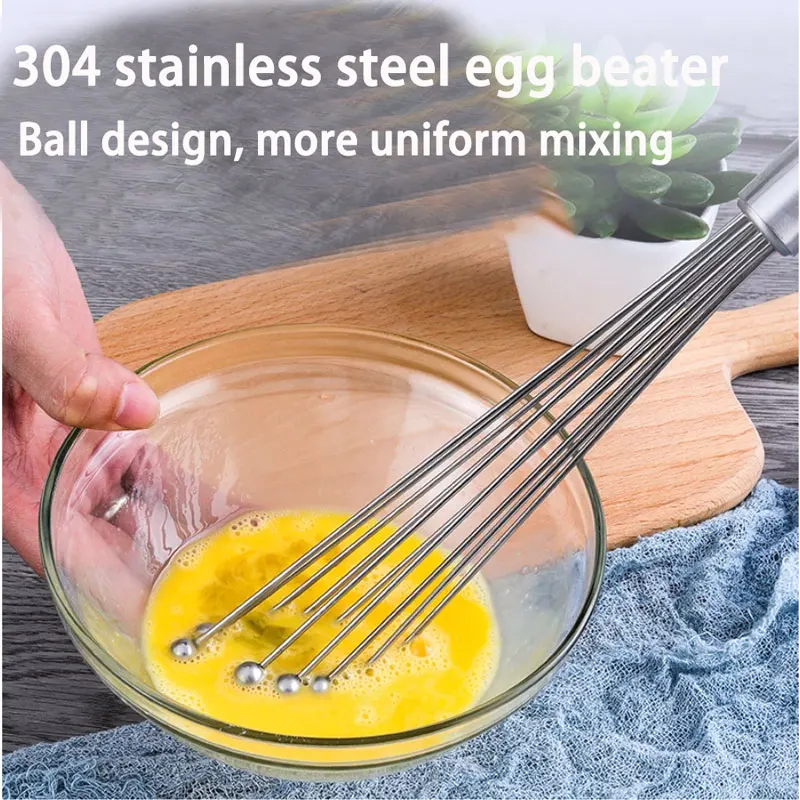 

Ball eggbeater manual stainless steel egg stir bar kitchen household hand held baking tool beat egg bar whisk