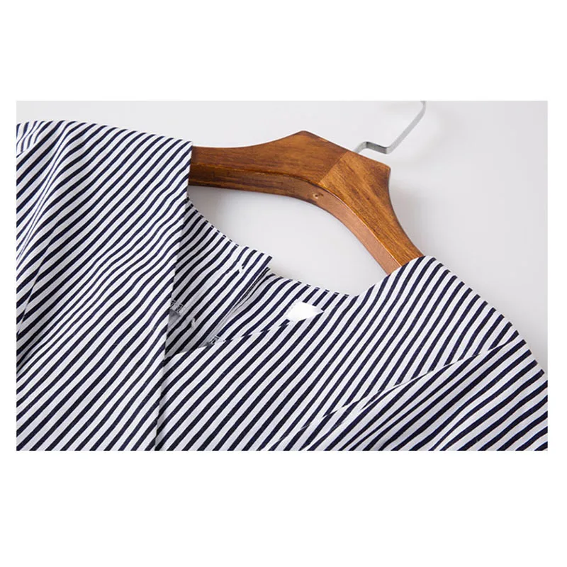 Женский комплект из 2 предметов: блузка в полоску с широкими штанинами и поясом