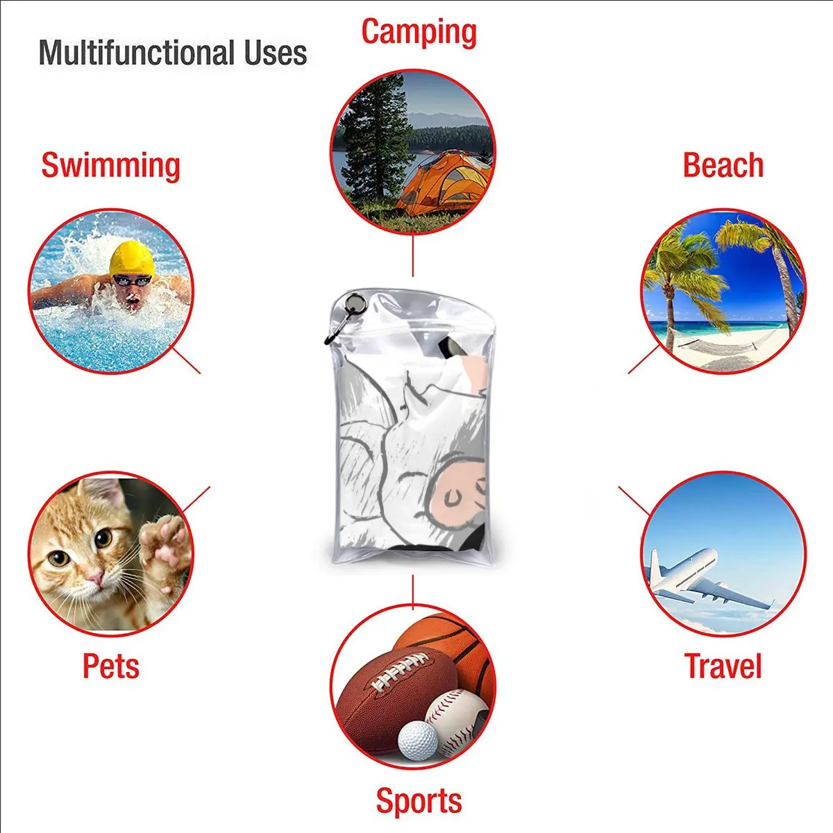 

Quick Drying Pocket Towel Funny Pigs Portable Water Absorbent Towel No Pilling Sports Bath Towel