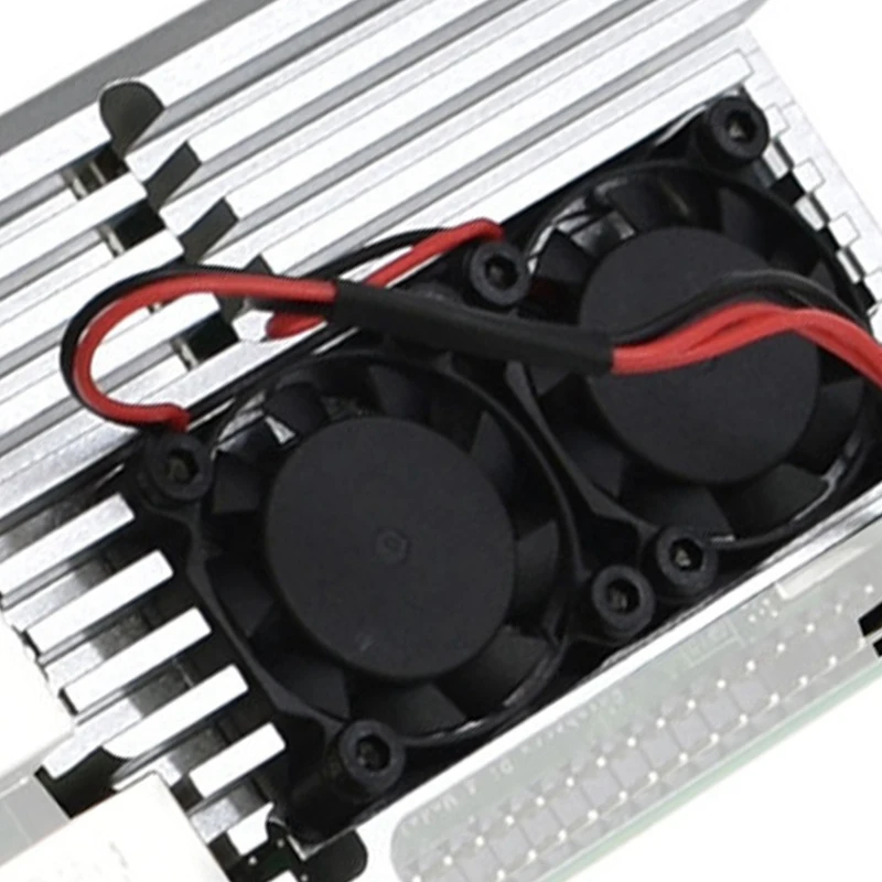 

Aluminum Alloy CNC Enclosure Case Metal Shell with Dual Cooling Fan Heat Sink Heatsink for Raspberry Pi 4 Model B