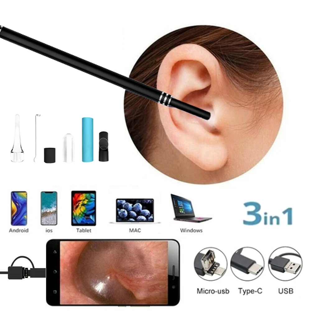 Эндоскоп для очистки ушей ложка мини камера устройство снятия восковое удаление