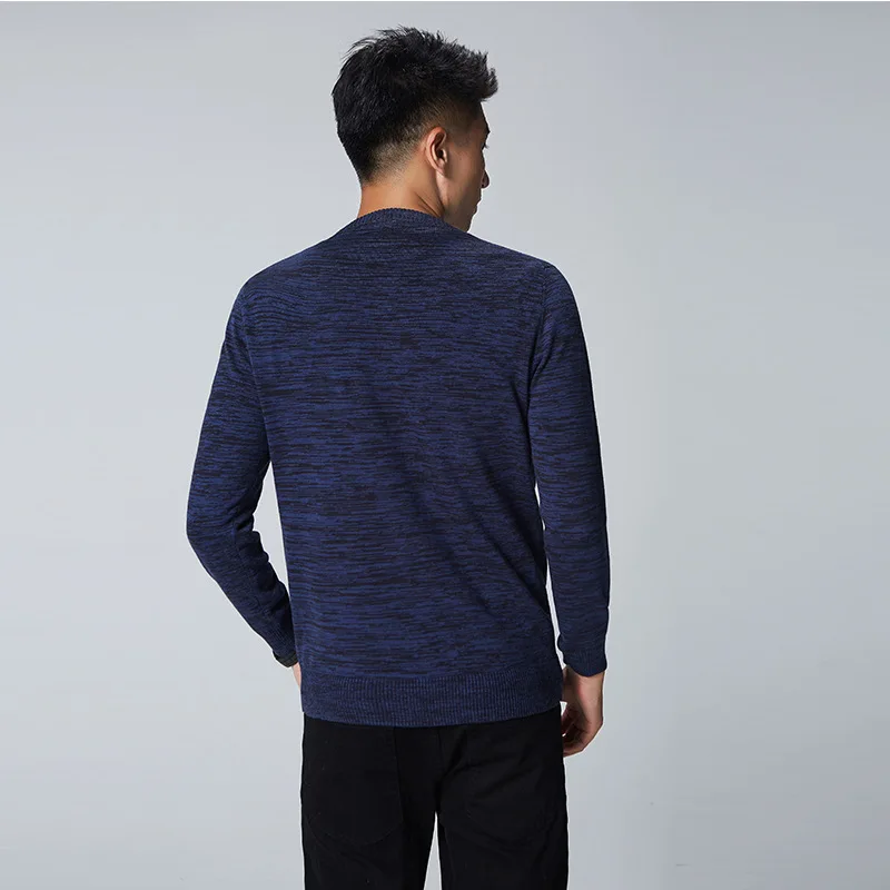 

2019 New Men's 100% Cotton Sweater Men's Fashionable O-Neck Straight Fit Pullover Knitting Striped Top Menswear J838