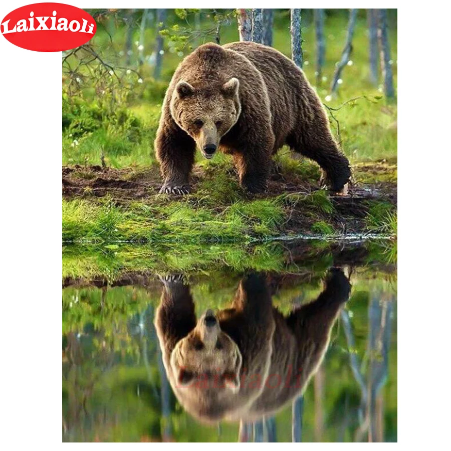 

5d diy картина с медведем, полностью квадратная круглая дрель, алмазная живопись, мозаика, вышивка, алмазная вышивка крестом, домашнее украшен...