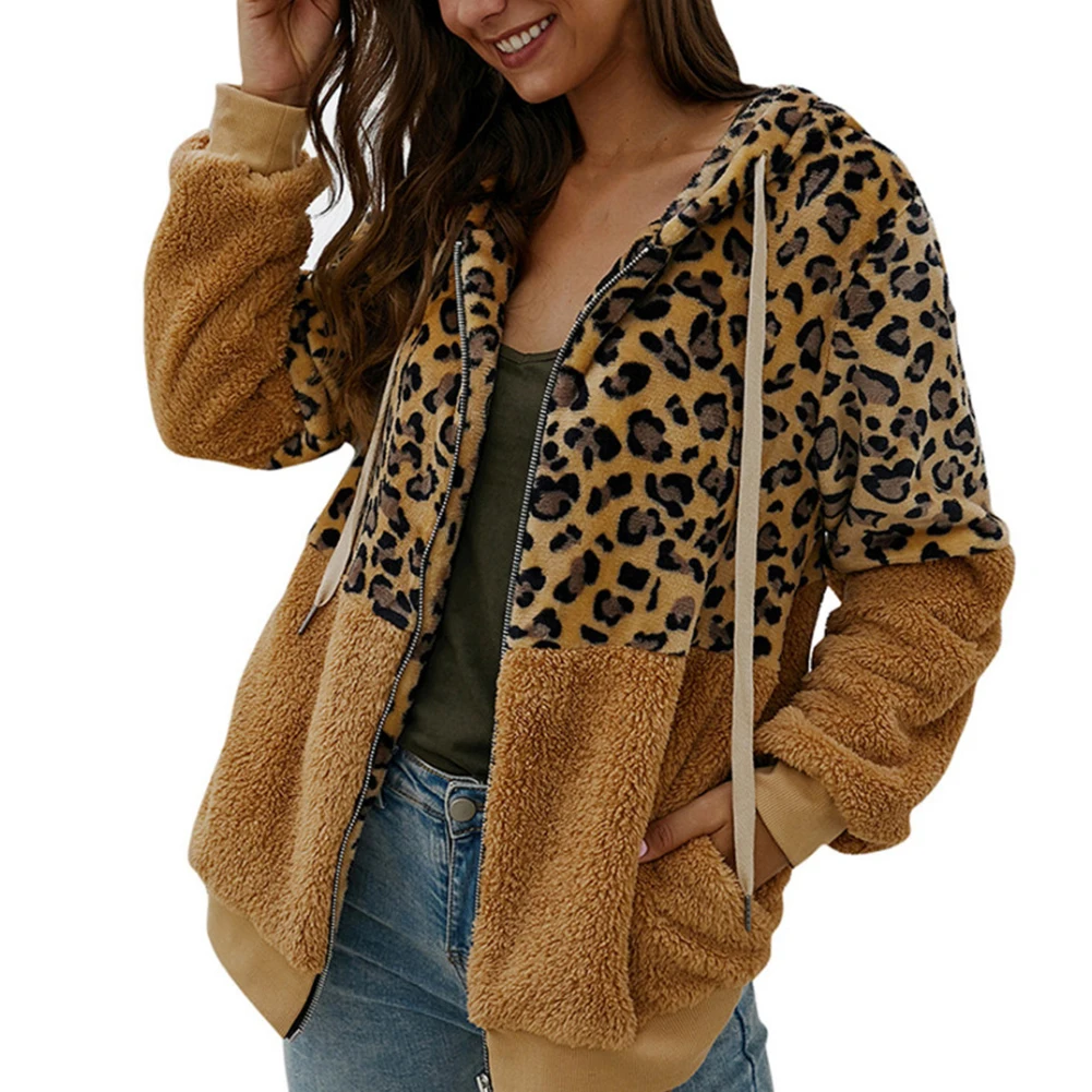 2019 хит модная зимняя куртка из искусственного меха с леопардовым принтом на
