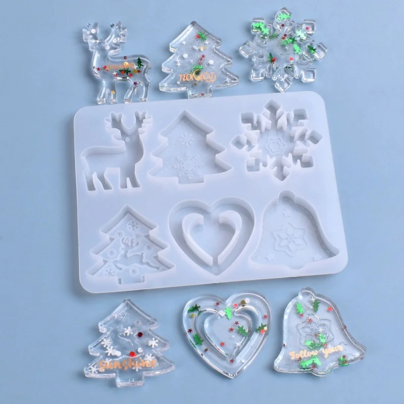

Zollor 6Grid Christmas Tree Aromatherapy Wax Silicone Mold Snowflake Elk DIY Aroma Gypsum Plaster Silicone Mould For Car Pendant