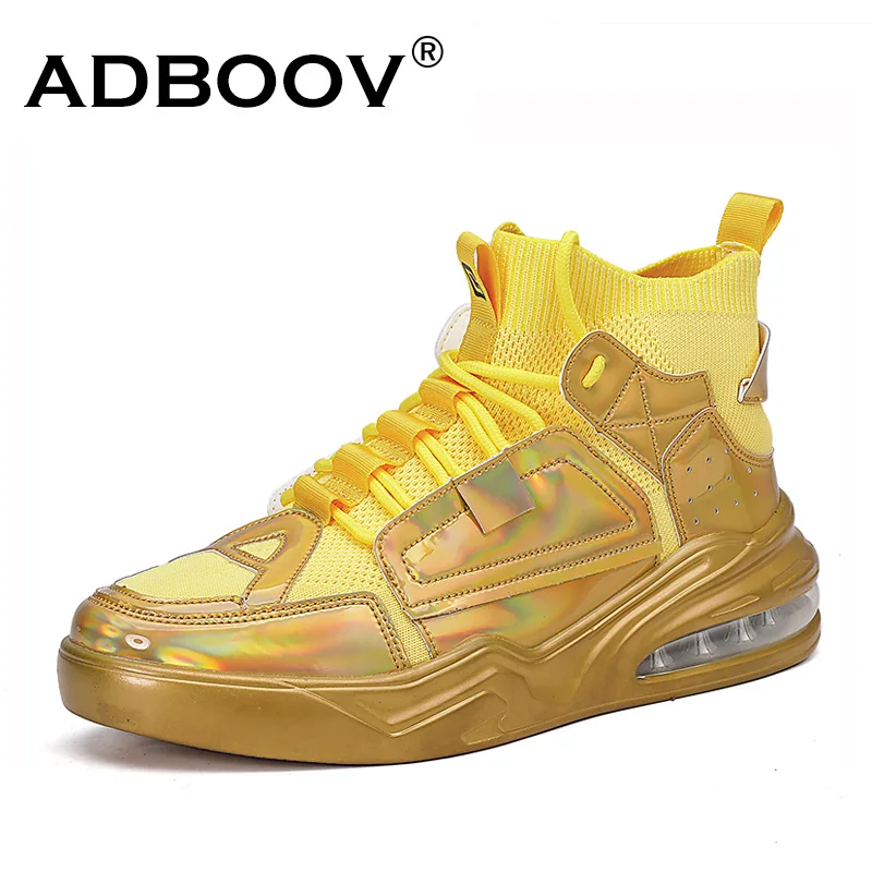Мужские модные кроссовки ADBOOV из трикотажной ткани золотистые высокие мужские