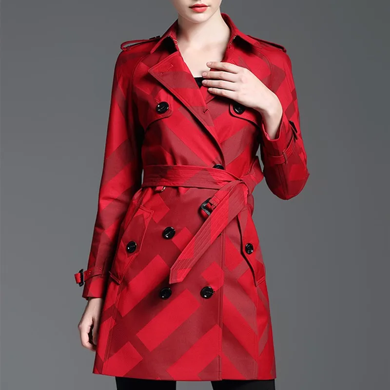 Тренчкот женский средней длины верхняя одежда в клетку двубортный роскошный