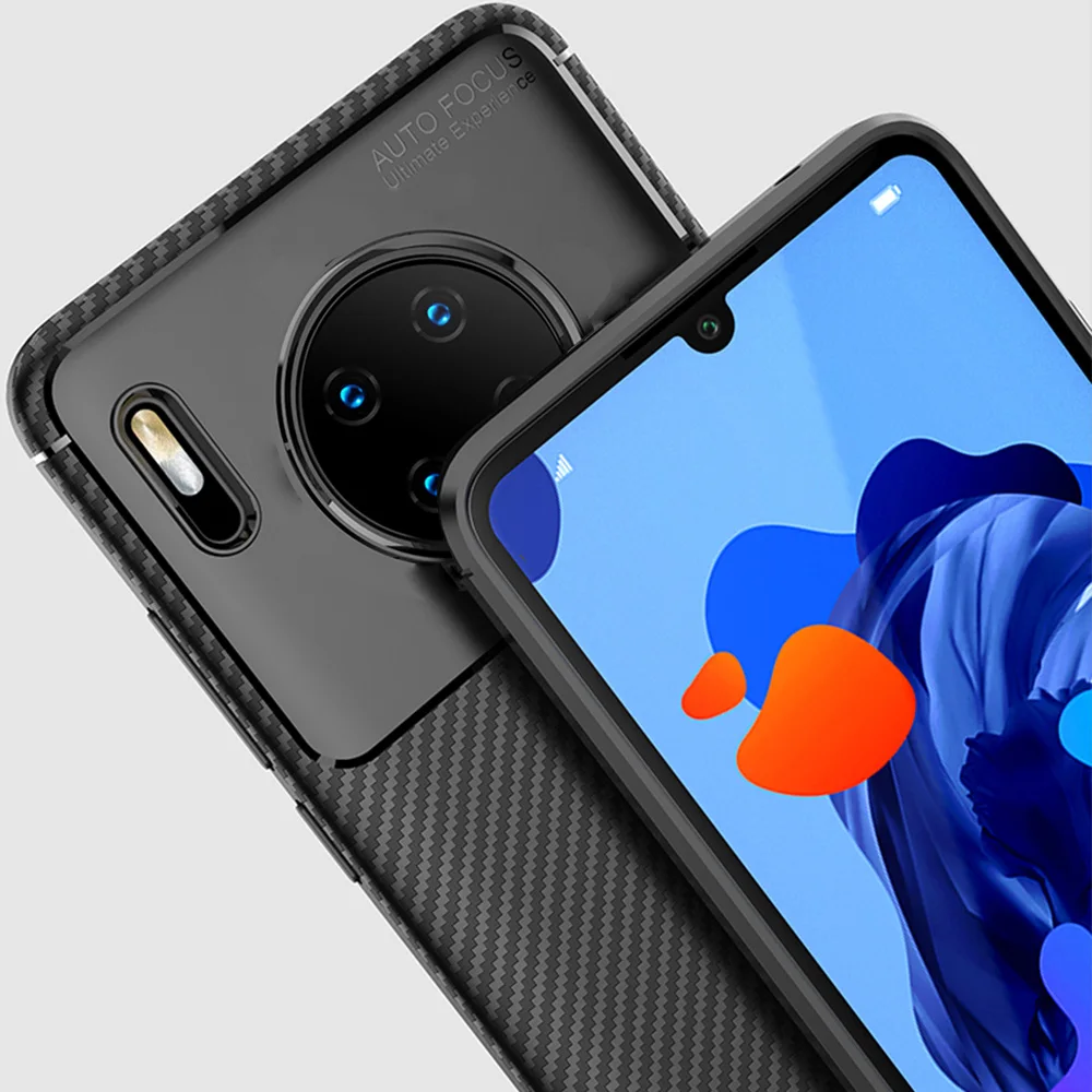 Чехол для Huawei Mate 30 Pro Роскошный чехол из углеродного волокна полная защита