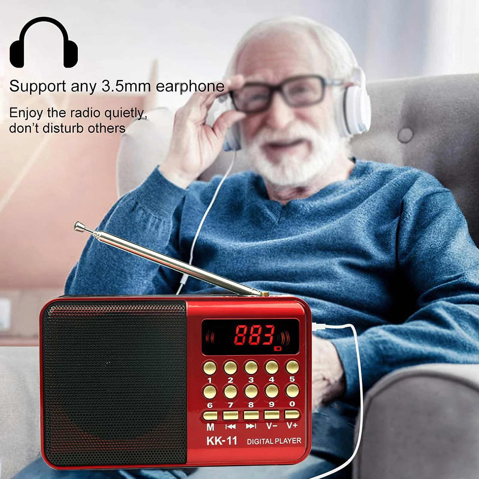 Портативный радиоприемник AM FM карманное радио короткие волны FM-динамик