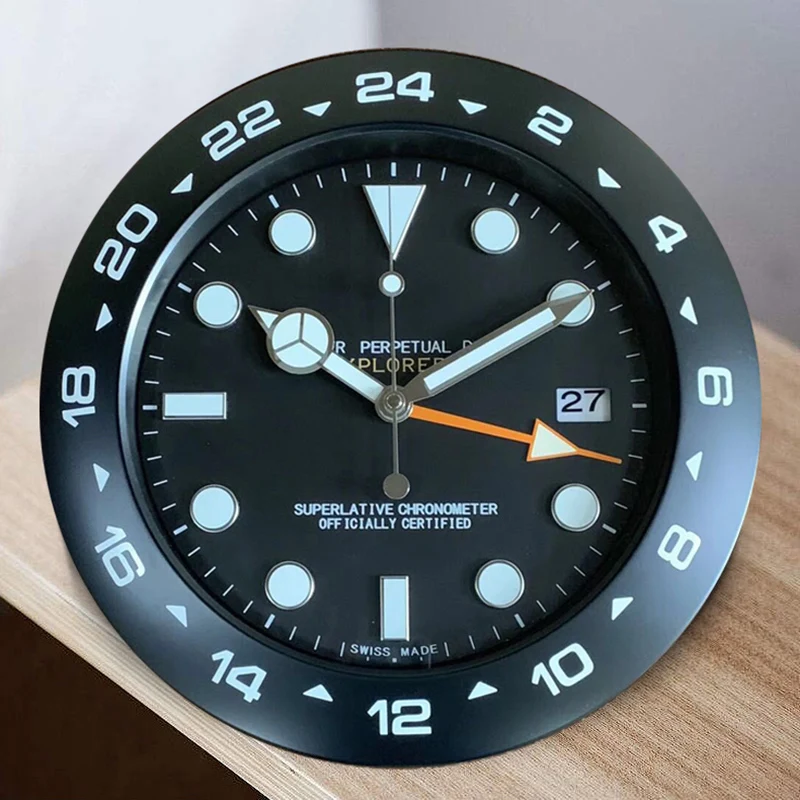 Светящийся Топ Дизайн качественные металлические часы форма настенные с тихим