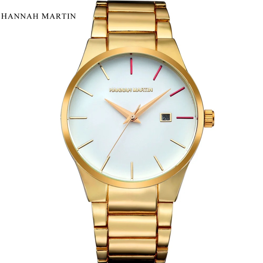 Часы бренда Hannah Martin со стальным ремешком наручные часы с автоматической датой