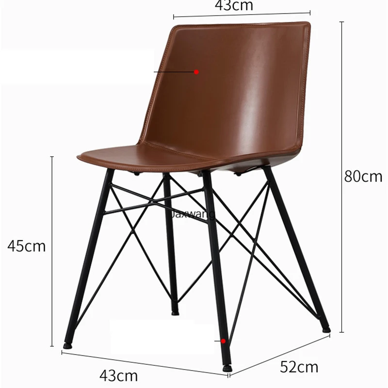 

Nordic Dining Chairs Luxury Dining Chair Modern Minimalist Saddle Leather Kitchen Furniture Simple Wrought Iron Leather Chair