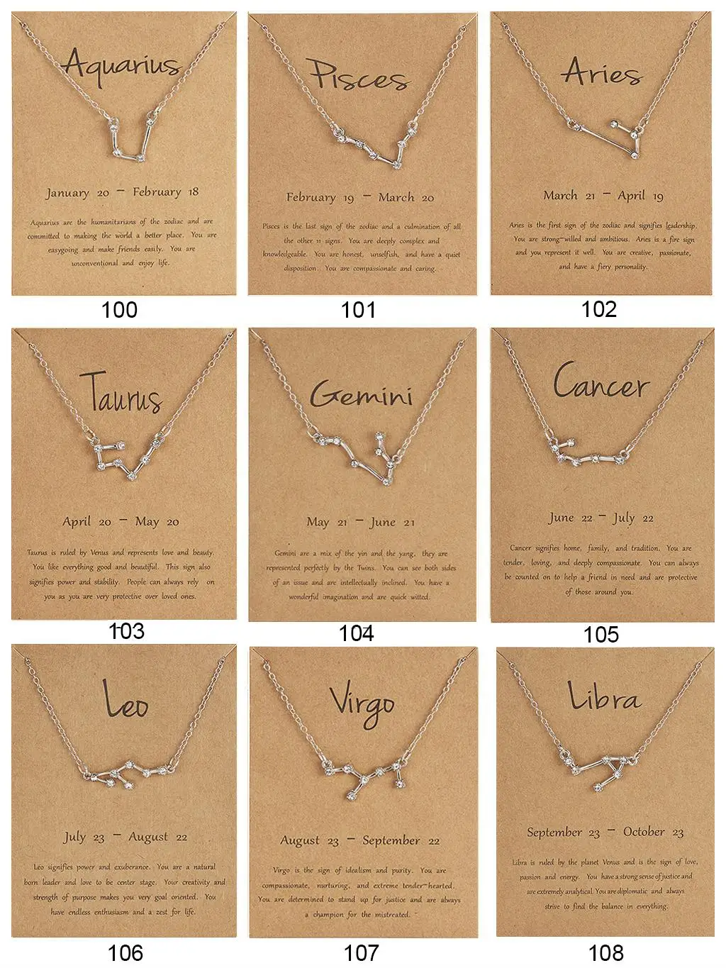 Модные ожерелья со знаками зодиака 12 созвездий Подвески Очаровательные золотые