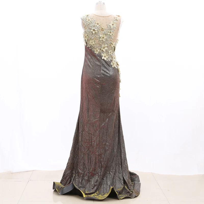 

Sage Green L Elegant Women JERSEY Appliques Mermaid Long Flower O-Neck Dresses 20210223-033