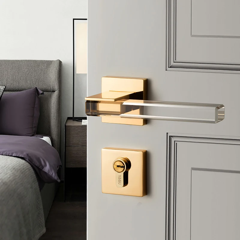 

Modern style /Crystal texture/Mute Room Door Lock Handle Fashion Interior Door Lock Anti-theft Gate Lock Furniture Hardware