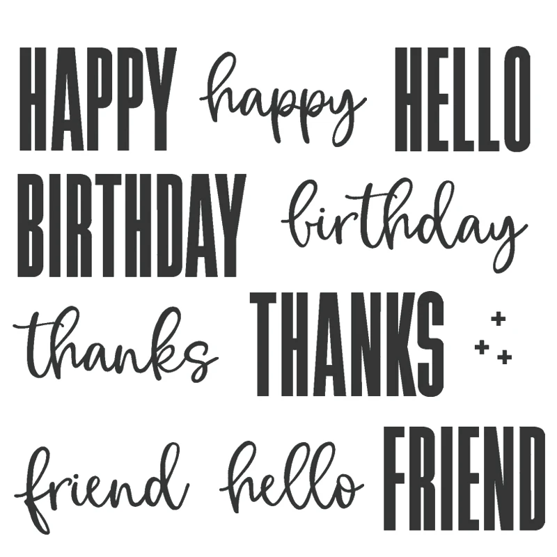 2021 New English Word Set Hello Frien Happy Birthday Clear Stamp For DIY Making Scrapbooking Greeting Card No Metal Cutting Dies