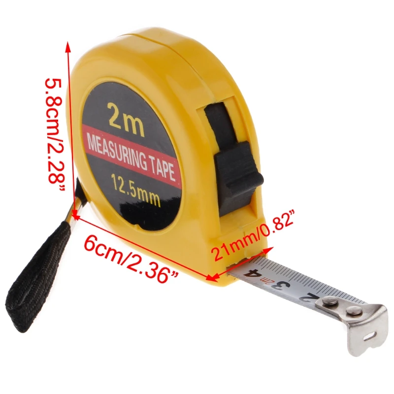 

Multifunction Yellow Case 2 Meter Mini Pocket Tape Ruler Measure Accuracy 1mm