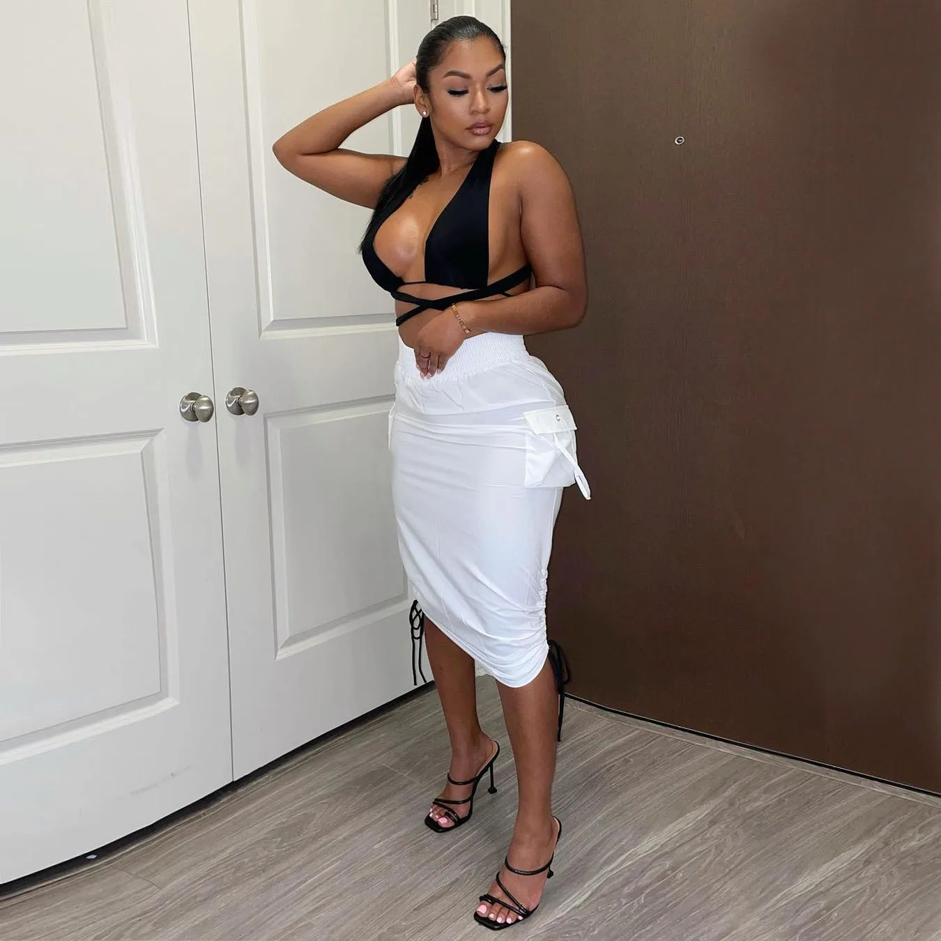 

New Sexy European and American Strappy Slim Pocket Hip Skirt Bottoms Skirt