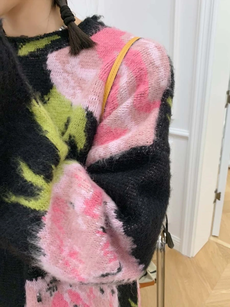 Flower Pattern Fashion Basic Hit Casual Regular 2020 Female Women Long Sleeve All Match College Wind Hit Hot Sale Sweaters New