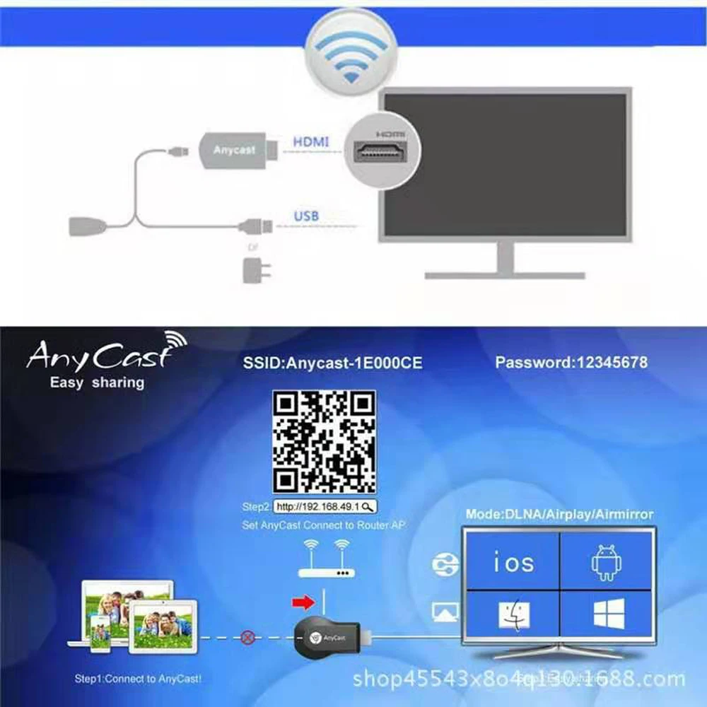 M2 HDMI беспроводной дисплей приемник Медиа Видео WiFi мобильный экран литой