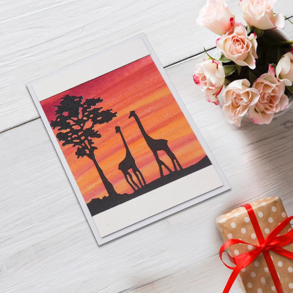 Жираф Рождественская рамка металлические режущие штампы для DIY скрапбукинга