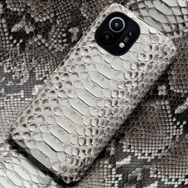 

Genuine Python Leather case for Xiaomi Redmi Note 10 Pro 10S Note 9 8 Pro 9S Cover For Mi 10 11 Ultra 10T Lite 9T Poco X3 Pro F3