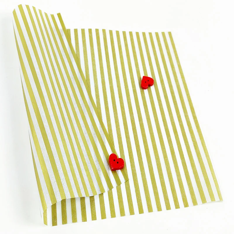 Полупрозрачная оберточная бумага с золотистыми полосками 10 листов для упаковки