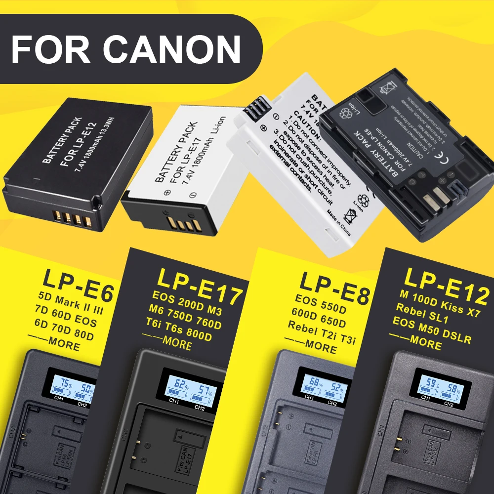 Двойное зарядное устройство с цифровым дисплеем для камеры Canon|Зарядные