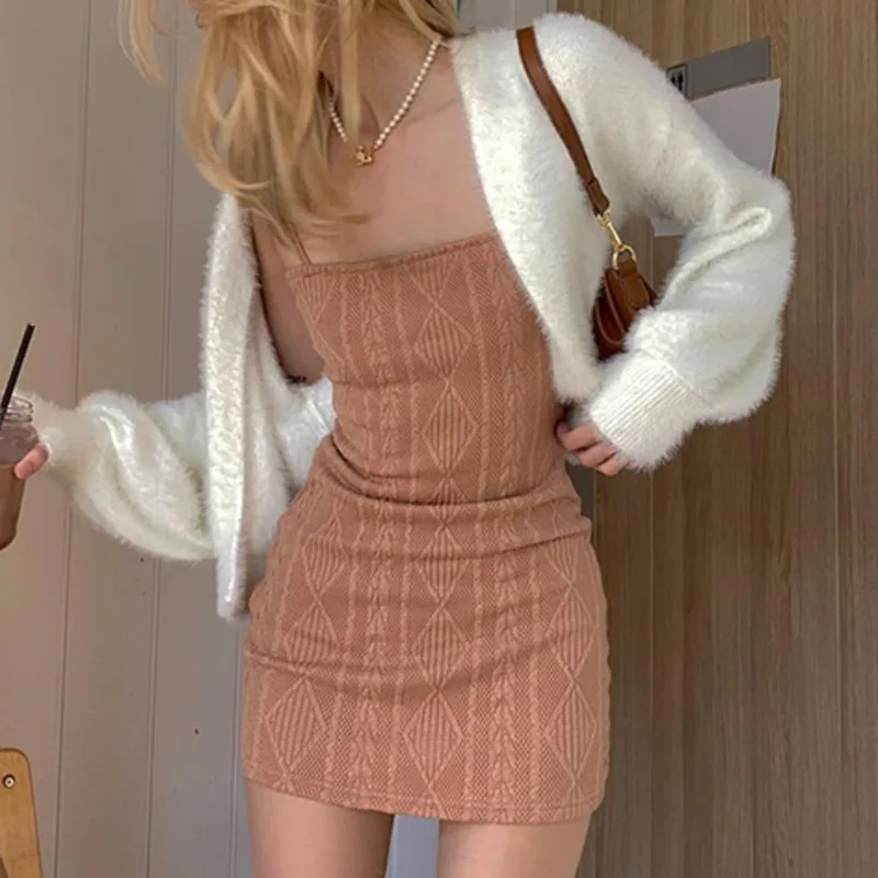 

Женский базовый кардиган, теплое пальто, свободный короткий свитер с рукавами-фонариками